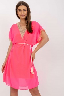 Dress Sukienka Model DHJ-SK-1508.12 Fluo Pink - Italy Moda LKK167579