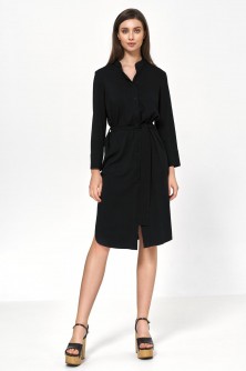 Dress Czarna wiskozowa sukienka midi S217 Black - Nife LKK176655