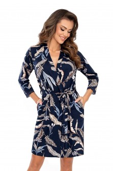 Chalatas, Dressing Gown Szlafrok Damski Model Helen Dark Blue - Donna LKK184073