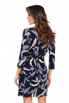Chalatas, Dressing Gown Szlafrok Damski Model Helen Dark Blue - Donna LKK184073