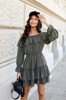 Dress Sukienka Model Almeria KHC SUK0297 Khaki - Roco Fashion LKK186111